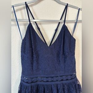 Maniju - Dark Navy Blue Lace Maxi Dress in Size Medium